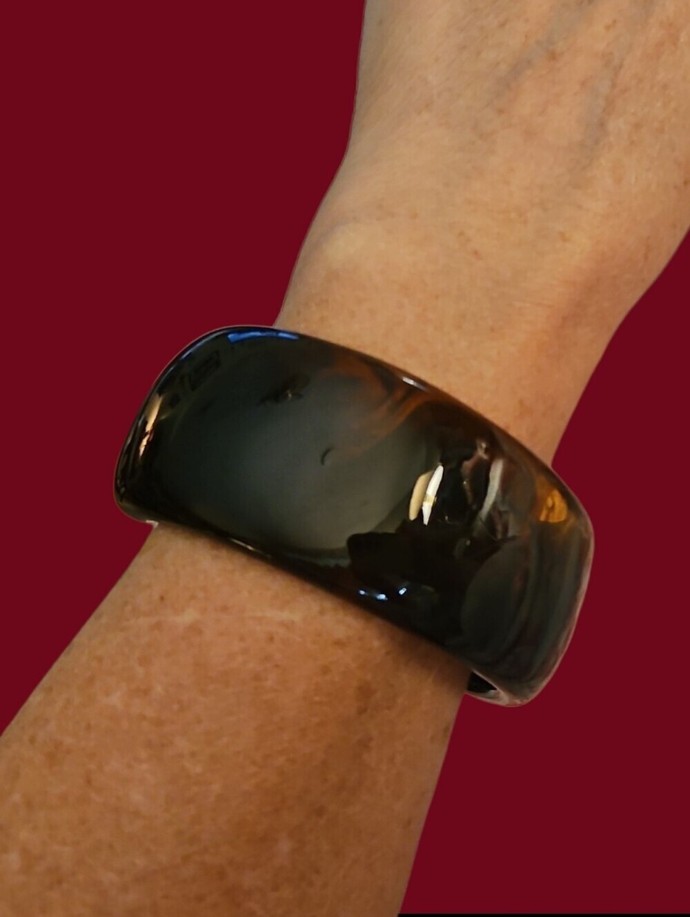 Marbled Brown Amber Color Resin Chunky Sculpted Bangle Bracelet